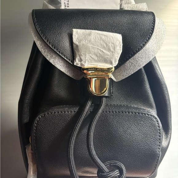 Marc Jacobs Black Backpack with gold Trim